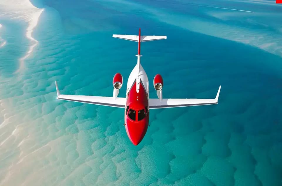 HondaJet över turkost hav